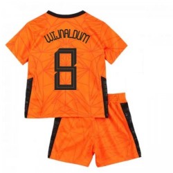 Camisola Países Baixos Georginio Wijnaldum 8 Criança Equipamento Primeiro Euro 2020 Manga Curta